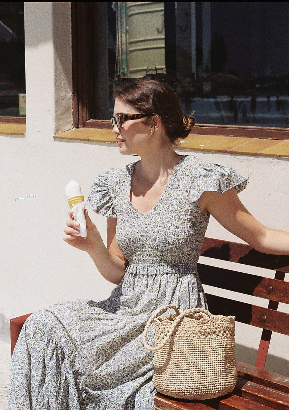 Emilia Day Dress | Vintage Posy Bleu