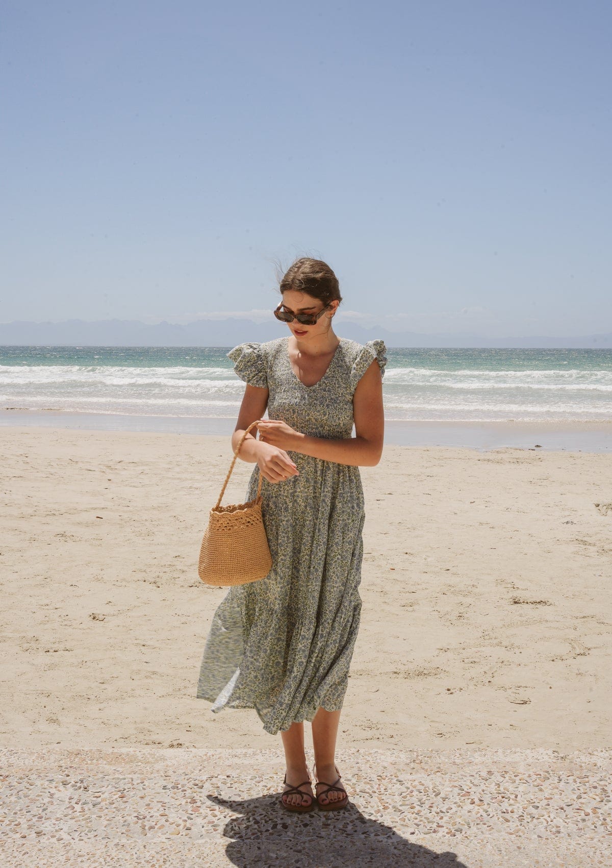 Emilia Day Dress | Vintage Posy Bleu
