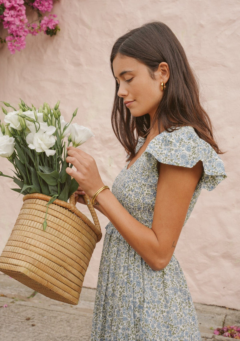 Emilia Day Dress | Vintage Posy Bleu