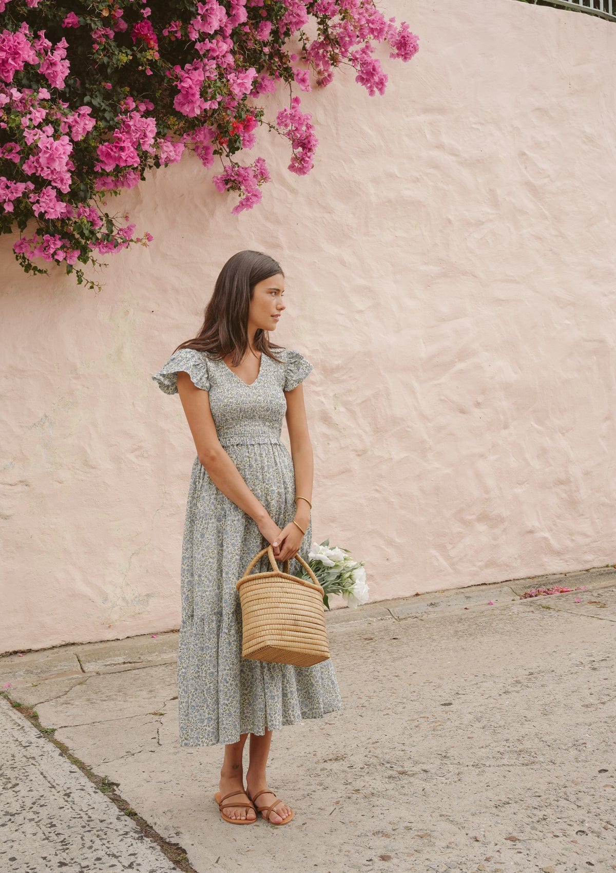 Emilia Day Dress | Vintage Posy Bleu – SUSY + BAE