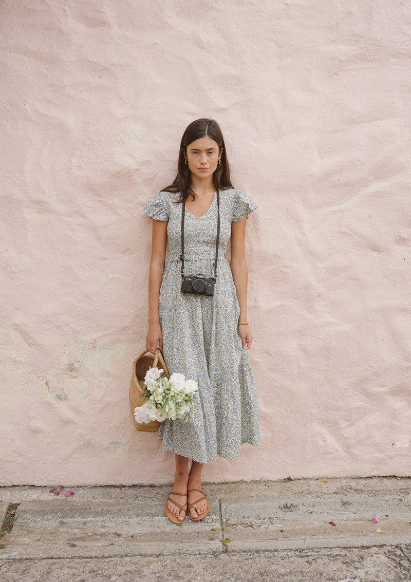 Emilia Day Dress | Vintage Posy Bleu