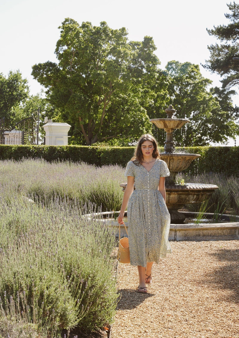 Clementine Day Dress | Vintage Posy Bleu