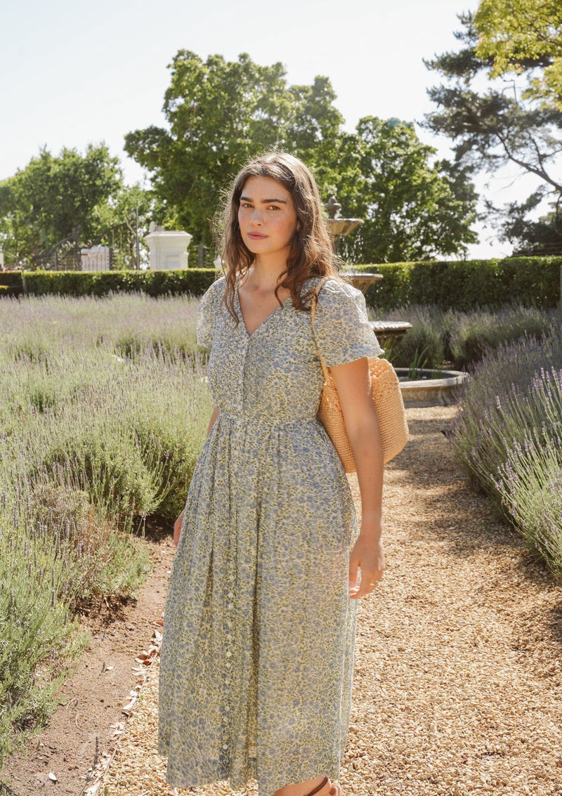 Clementine Day Dress | Vintage Posy Bleu