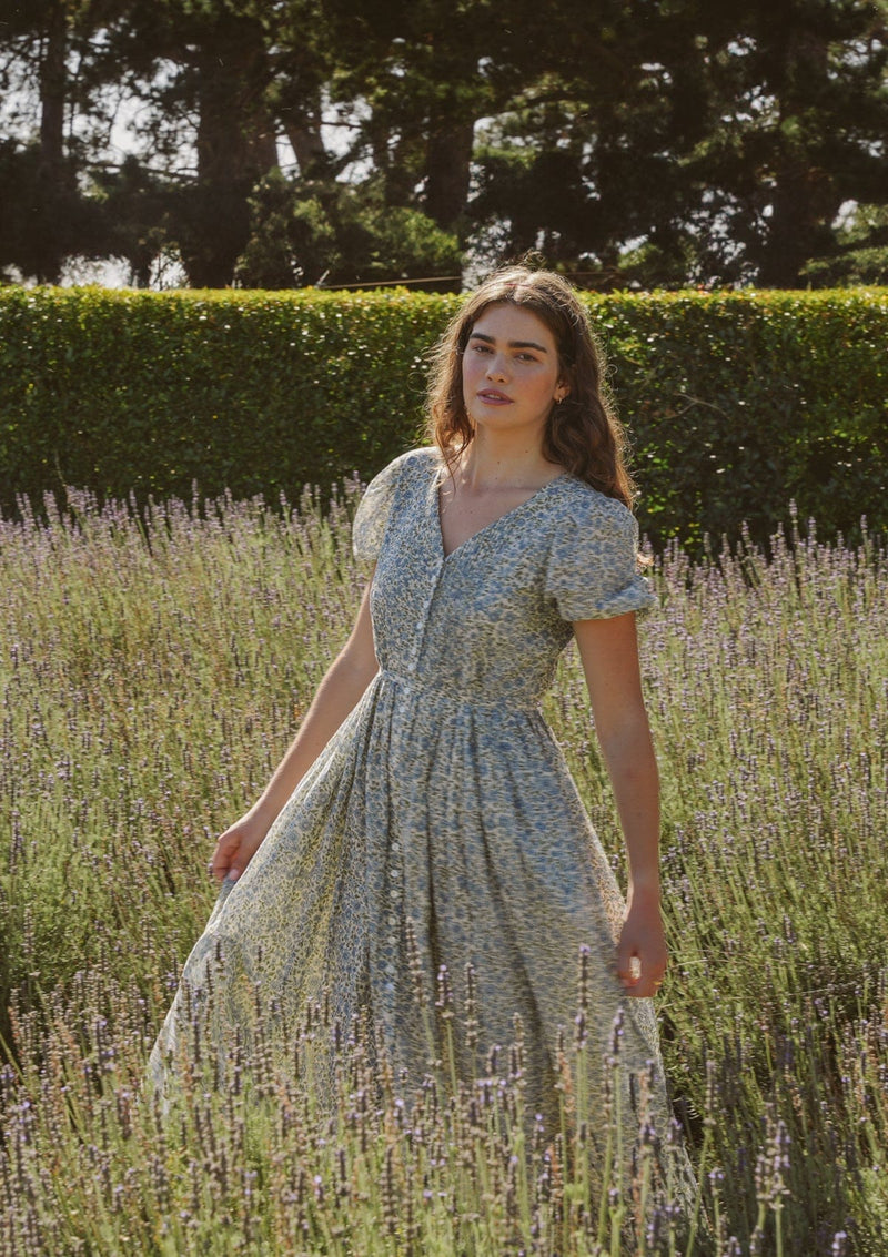 Clementine Day Dress | Vintage Posy Bleu