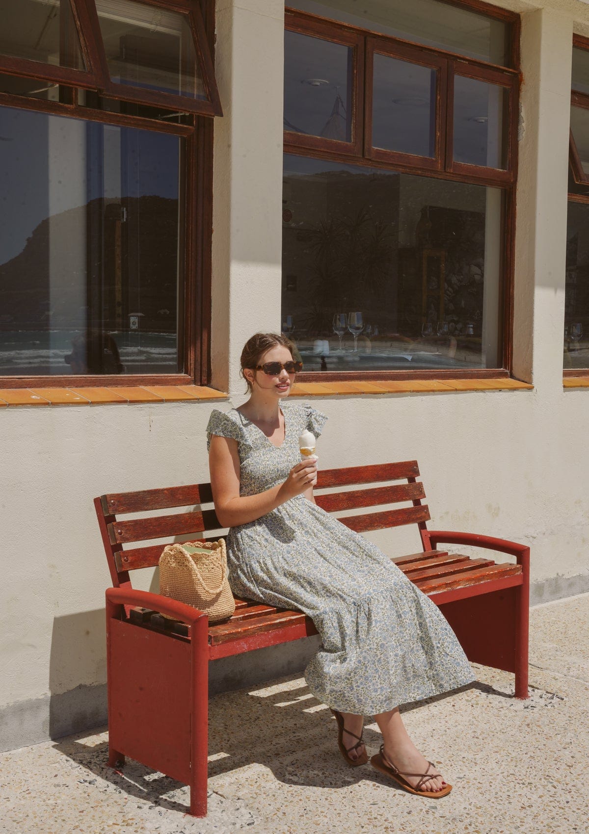 Emilia Day Dress | Vintage Posy Bleu