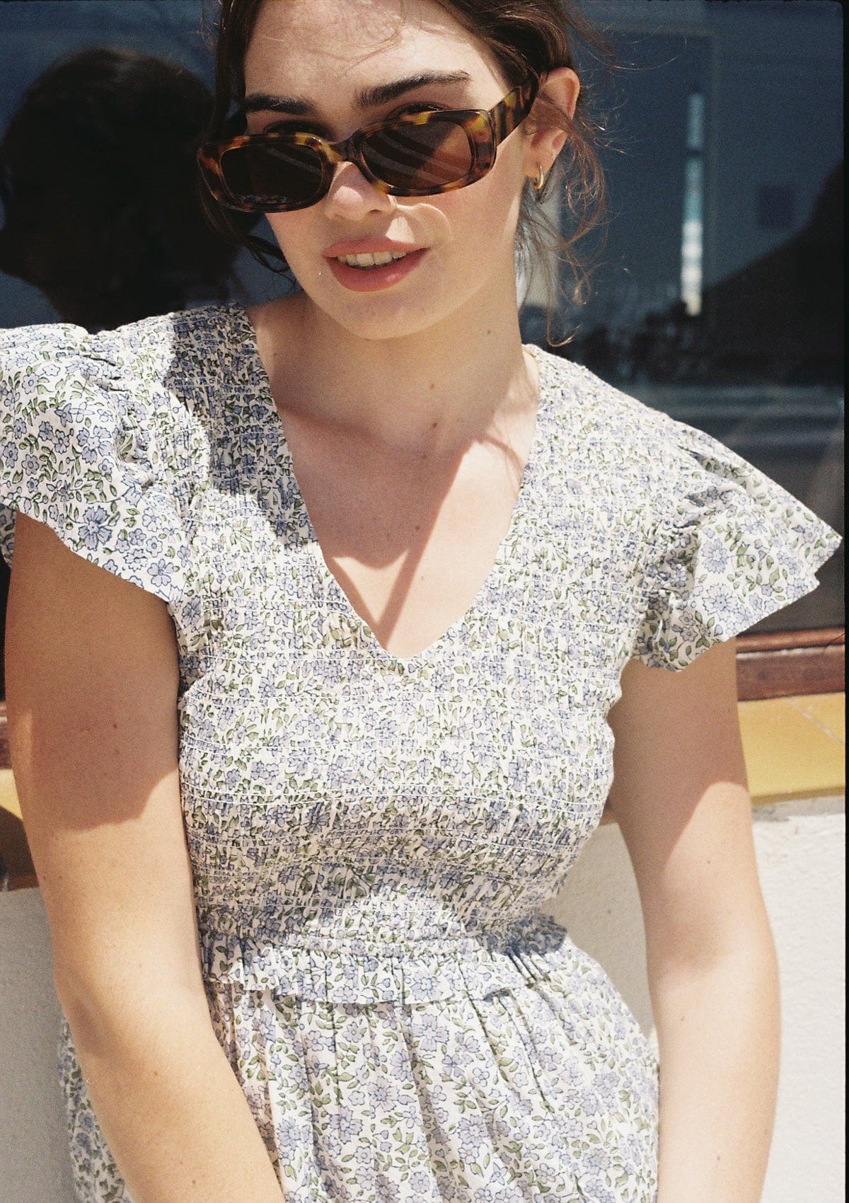 Emilia Day Dress | Vintage Posy Bleu