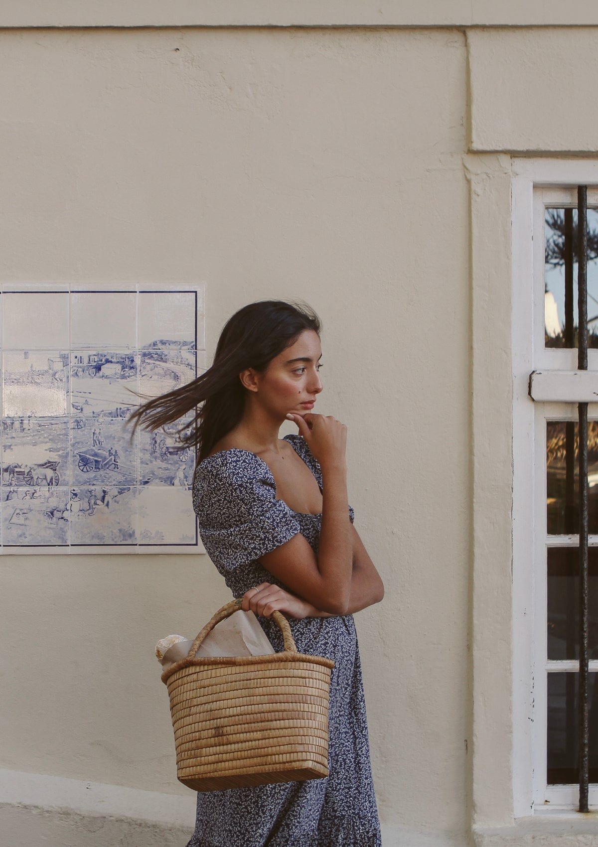 Francine Puff Midi Day Dress | Midnight Meadow